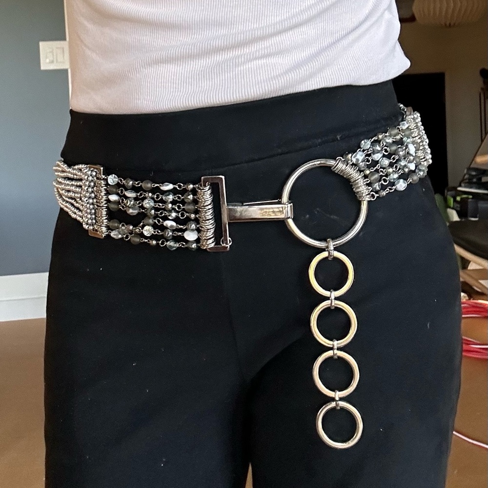 Elegant Silver and Black beaded belt